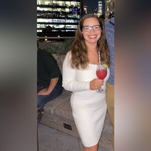 Long sleeve wrap-front mini dress